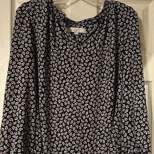 LOFT Black Paisley Blouse | Size M | NWOT